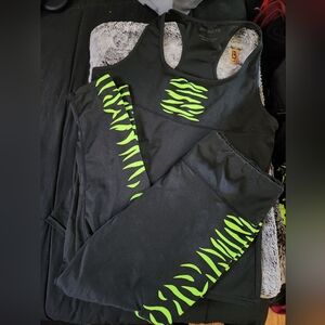 Women's Black and Neon Green Leggings